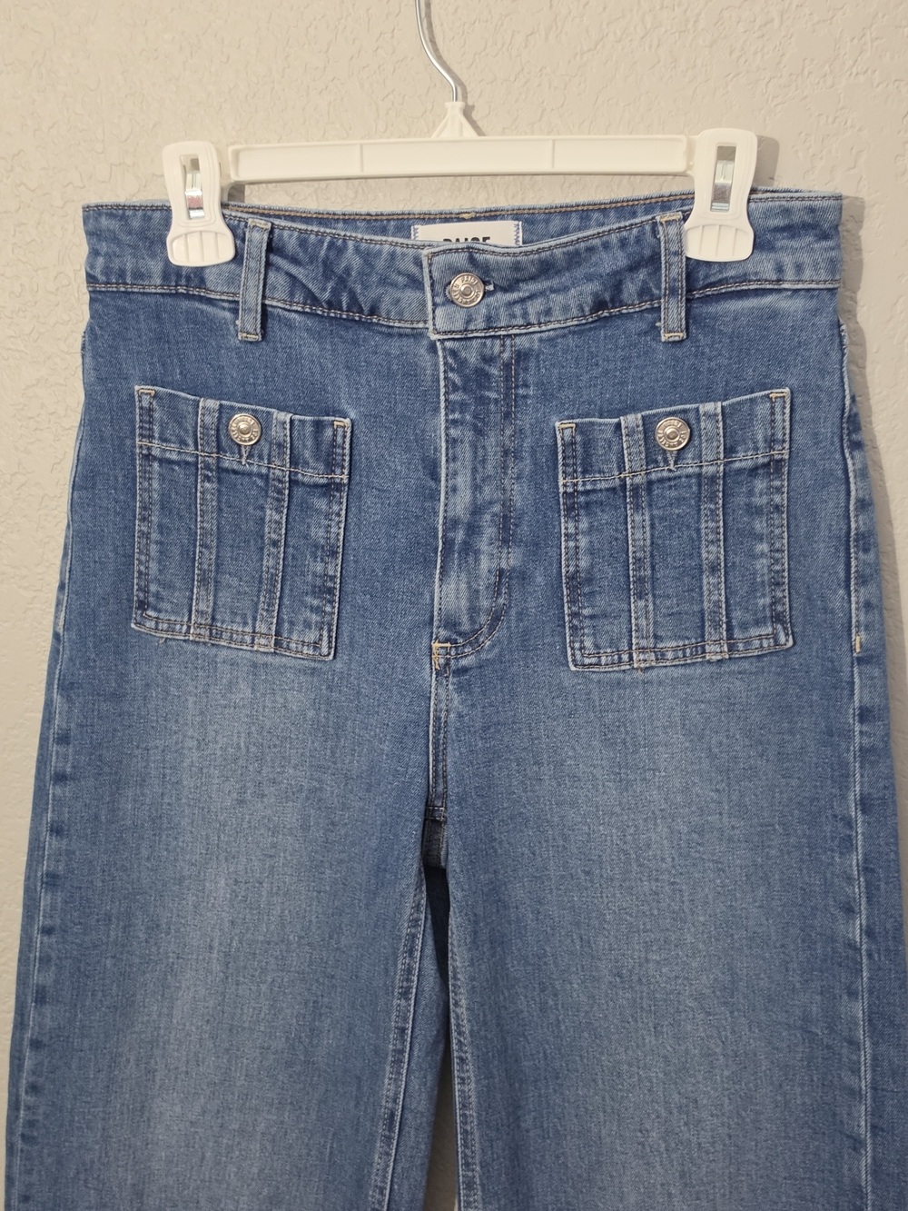 Paige Anessa Wide Leg Crop Jeans Front Patch Pockets High Rise Womens 28 - Picture 4 of 11